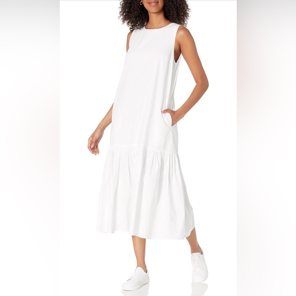 The Drop Ilana Sleeveless Poplin Maxi Dress – White, Medium (NWT)